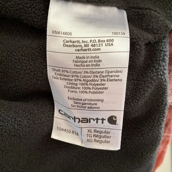 CARHARTTMen’s Flannel Button-Up Relaxed Fit Shirt Size XL